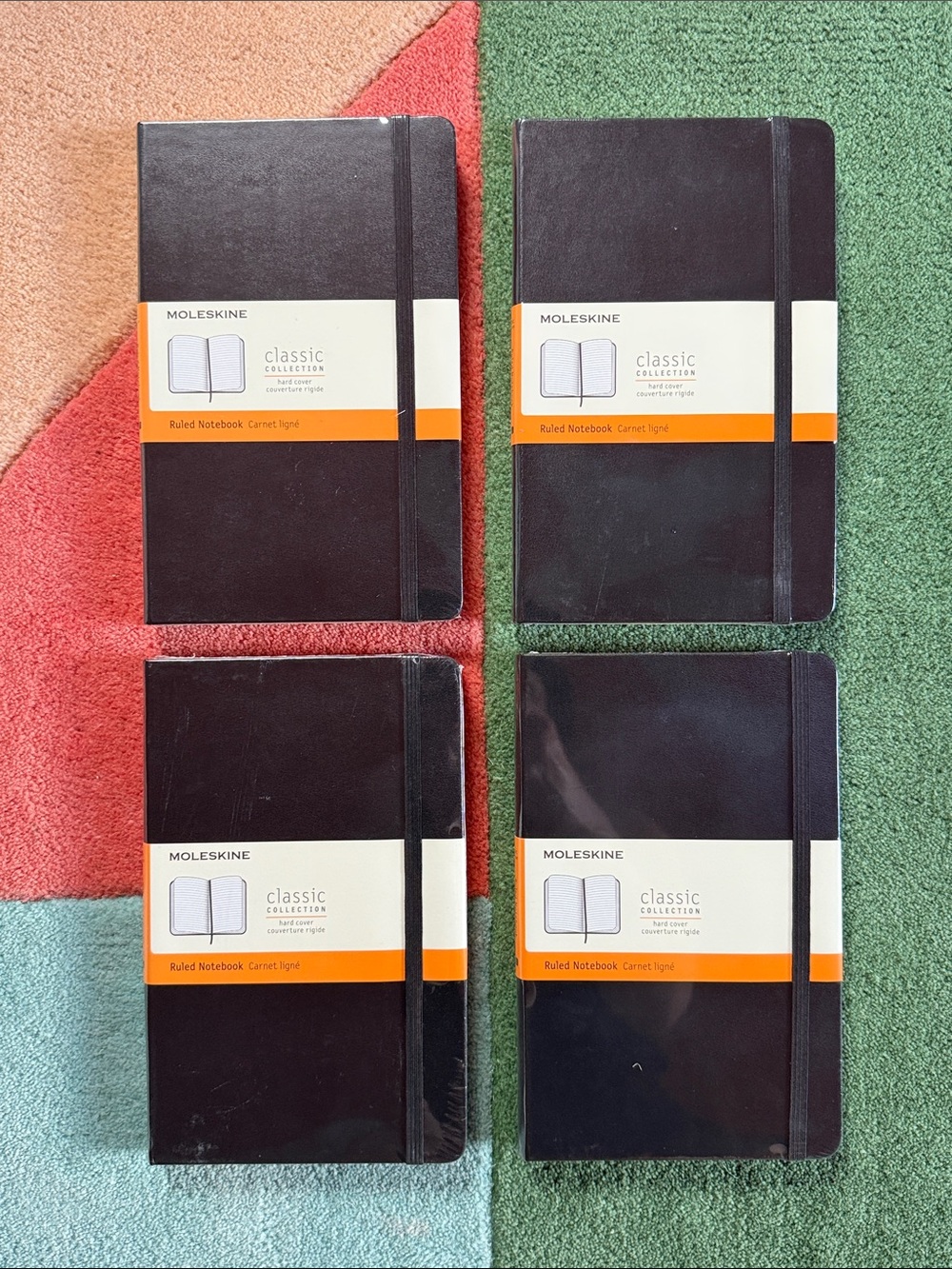 Qty 4 - Moleskine Black Classic Ruled Notebooks - Set of 4. Unopened. 5” x 8.25”